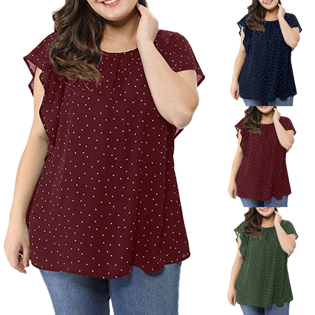 Summer New Plus Size Women's Polka Dot T-Shirt