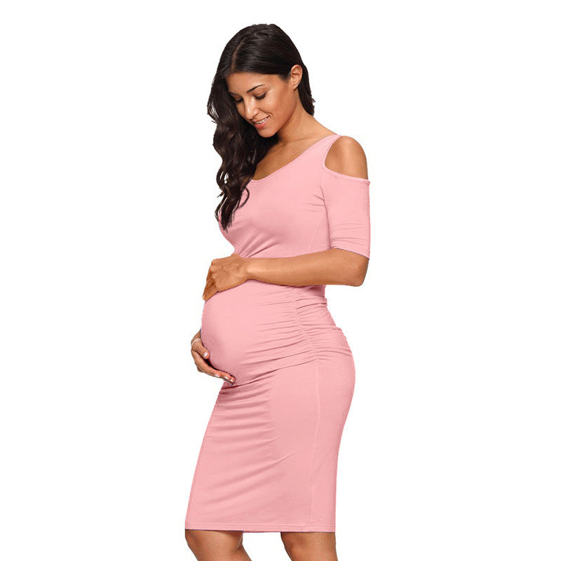 Pleated maternity dress