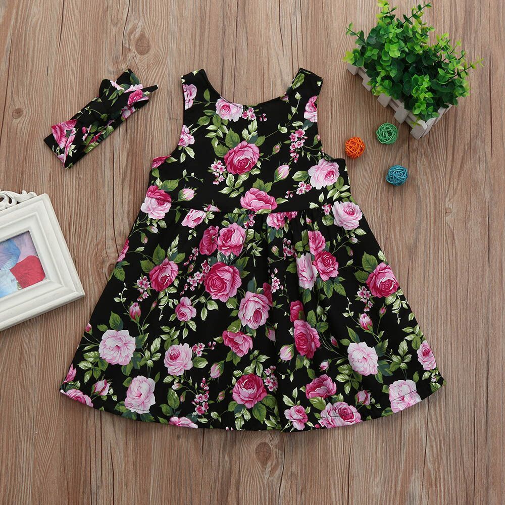 Princess Dress With Floral Straps For Children