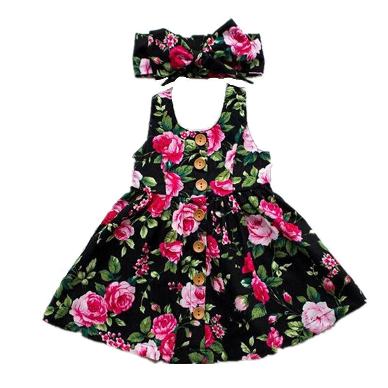 Princess Dress With Floral Straps For Children