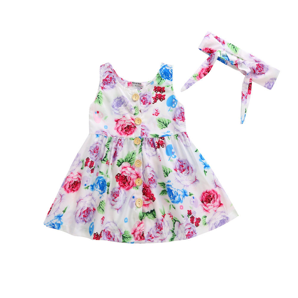 Princess Dress With Floral Straps For Children