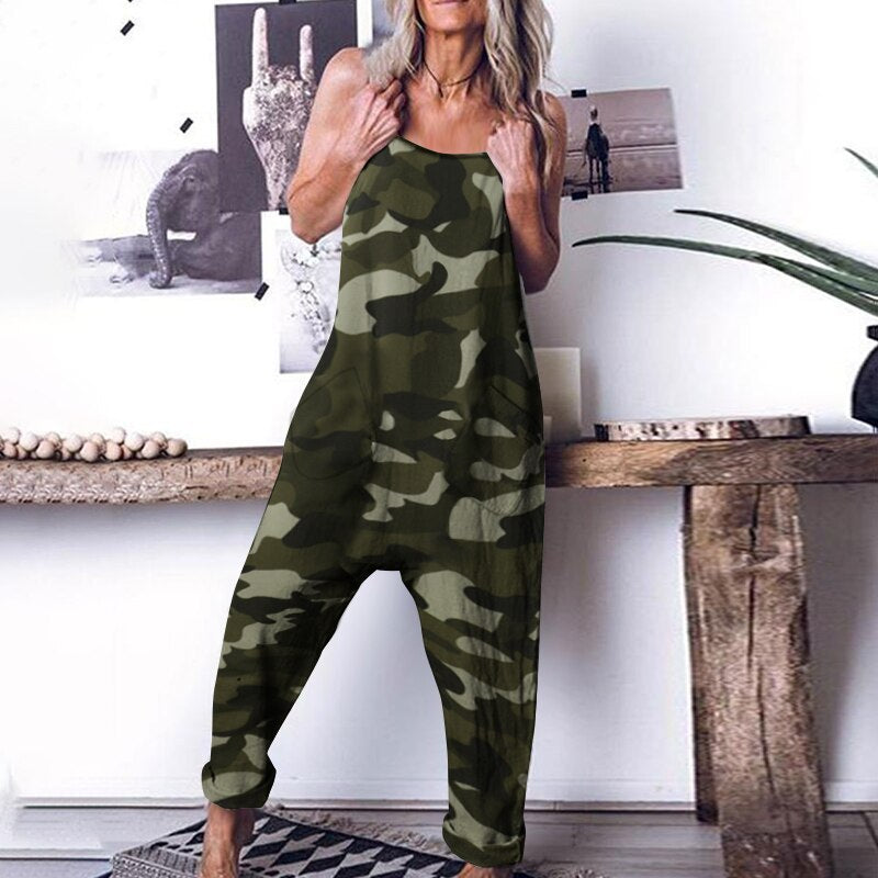 Fashion Women's Camouflage Suspenders Jumpsuit