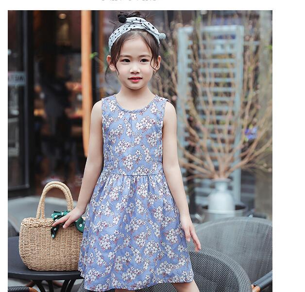 Cotton multi-colored silk dress Korean print girl skirt princess dress