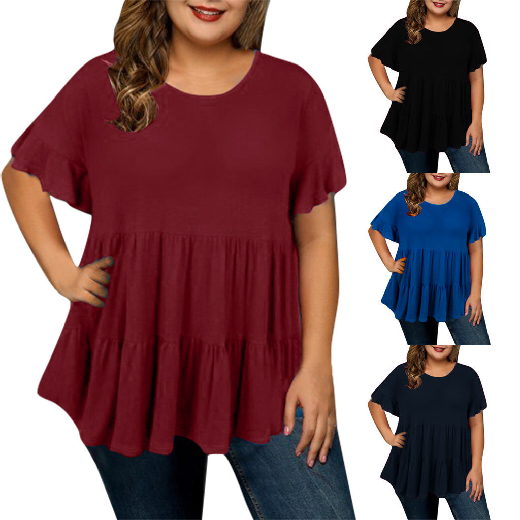 Plus size round neck short sleeve