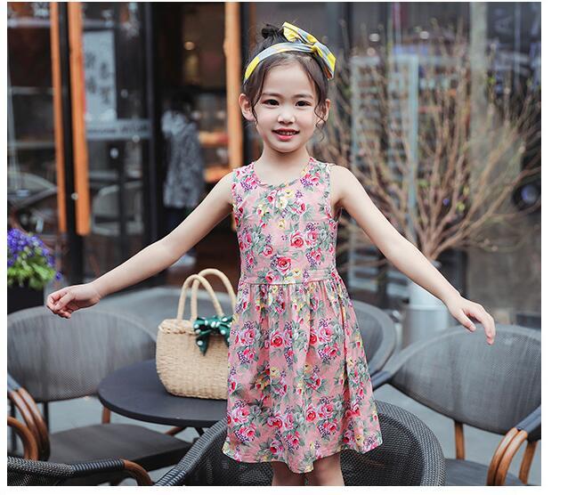 Cotton multi-colored silk dress Korean print girl skirt princess dress