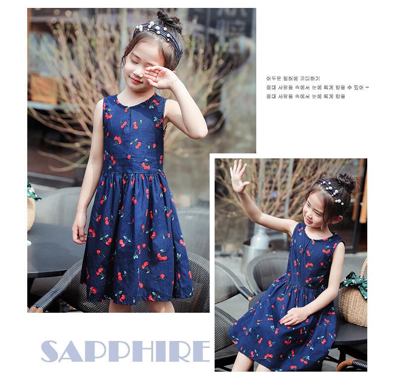 Cotton multi-colored silk dress Korean print girl skirt princess dress