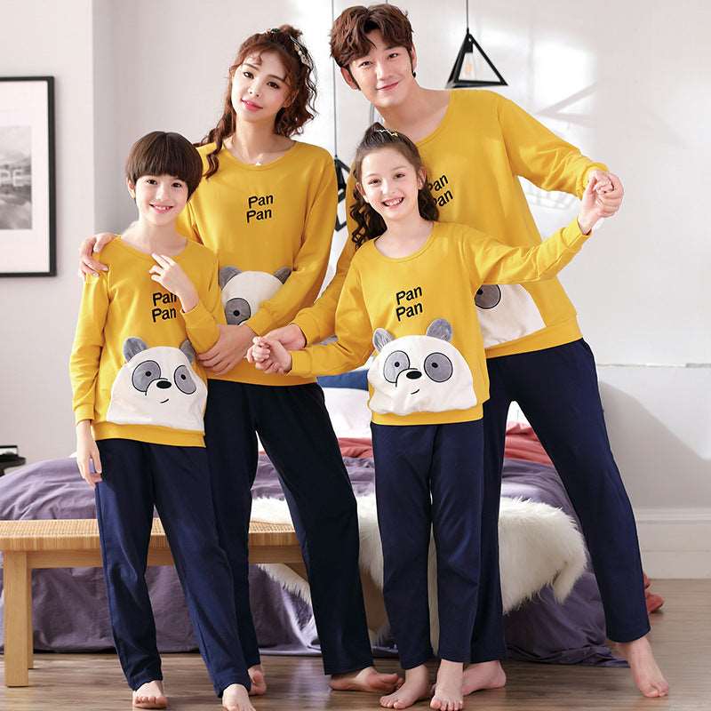 Cartoon men and girls home clothes