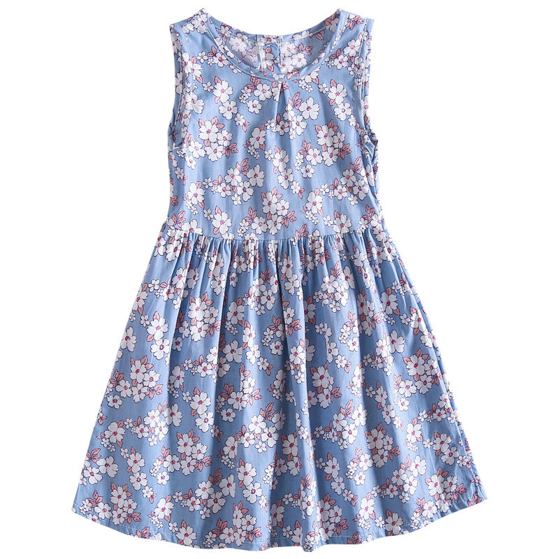 Cotton multi-colored silk dress Korean print girl skirt princess dress