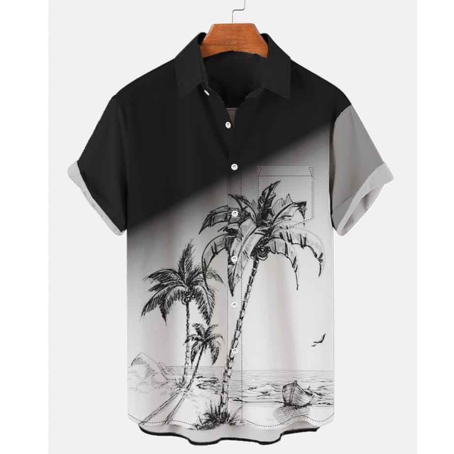 Men's Fashion Casual 3D Digital Printing Hawaiian Shirt