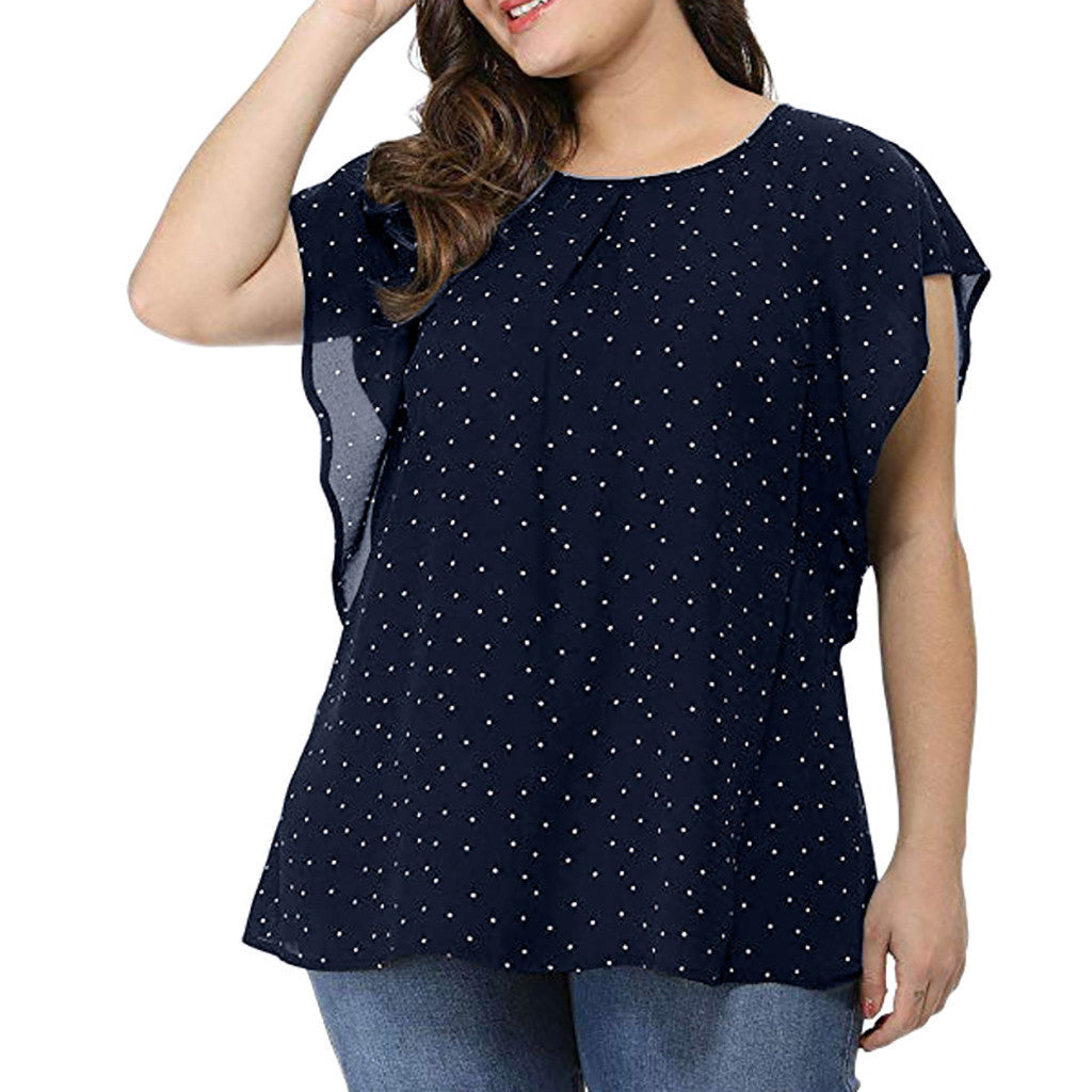 Summer New Plus Size Women's Polka Dot T-Shirt