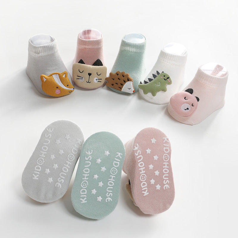 Children's Socks  Cartoon Animal Accessories Baby Socks  Dispensing Non-slip Glue