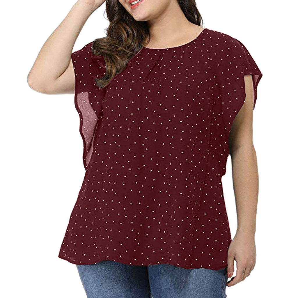 Summer New Plus Size Women's Polka Dot T-Shirt