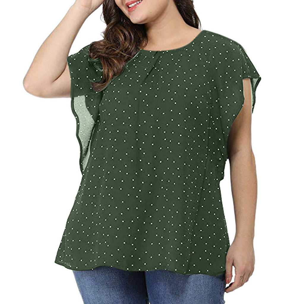 Summer New Plus Size Women's Polka Dot T-Shirt